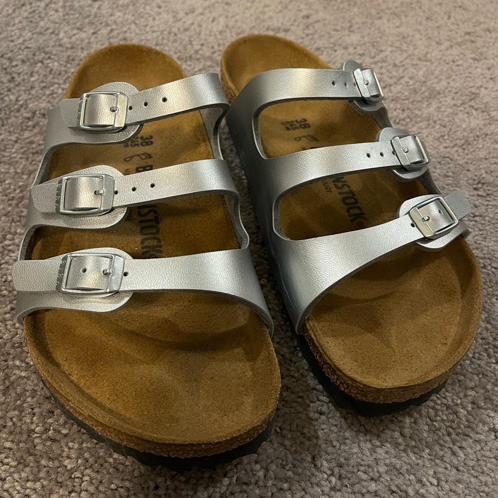 Metallic Silver Birkenstock